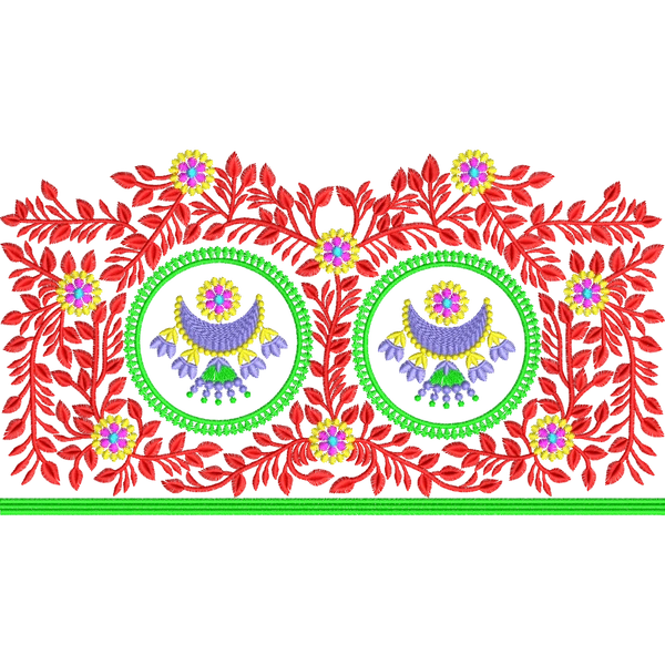 Blouse Design No : BH329/2 , Net Embroidery - Border With Butta, U Shape