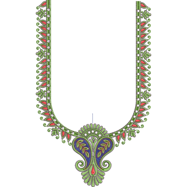 Blouse Design No : HB1395 , Jewellery Design, Small Butta in Sleeve, Cutwork Sleeve - Full Sleeve, U Shape