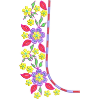 Blouse Design No : HB1603 ,Flower Bunch - Simple Border, U Shape