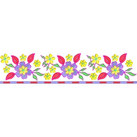 Blouse Design No : HB1603 ,Flower Bunch - Simple Border, U Shape