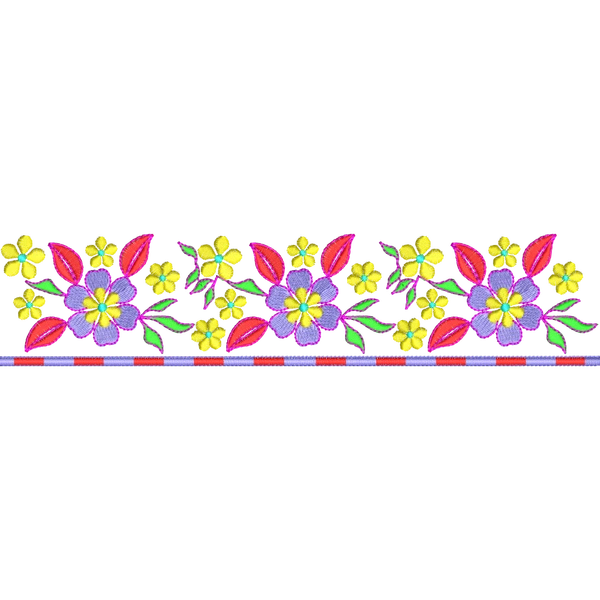 Blouse Design No : HB1603 ,Flower Bunch - Simple Border, U Shape