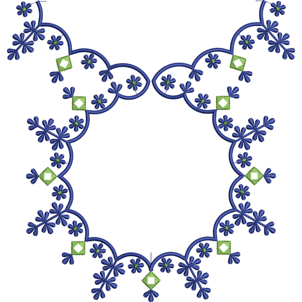 Blouse Design No : HBA534/2 - Mirror Work, Simple Border, Pot Neck