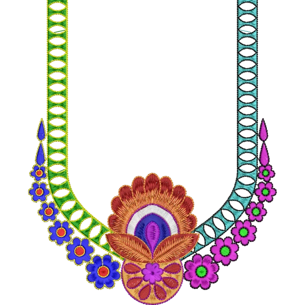 Blouse Design No : HSW-M-093 - Border With Butta, U Shape