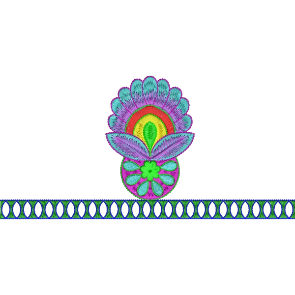 Blouse Design No : HSW-M-093 - Border With Butta, U Shape