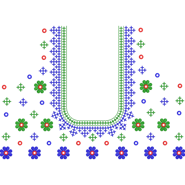 Blouse Design No : HSW-M-118-A - Kutch Work, Simple Border, U Shape