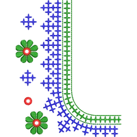 Blouse Design No : HSW-M-118-A - Kutch Work, Simple Border, U Shape