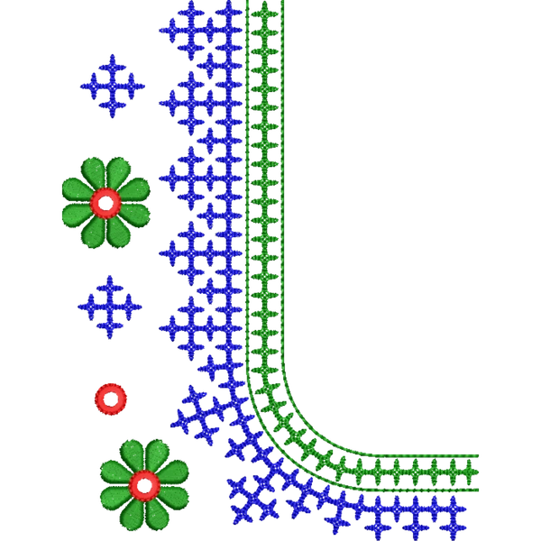 Blouse Design No : HSW-M-118-A - Kutch Work, Simple Border, U Shape