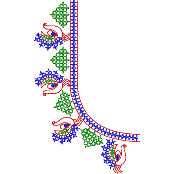 Blouse Design No : HSW-M-131 - Kutch Work, Simple Border, U Shape