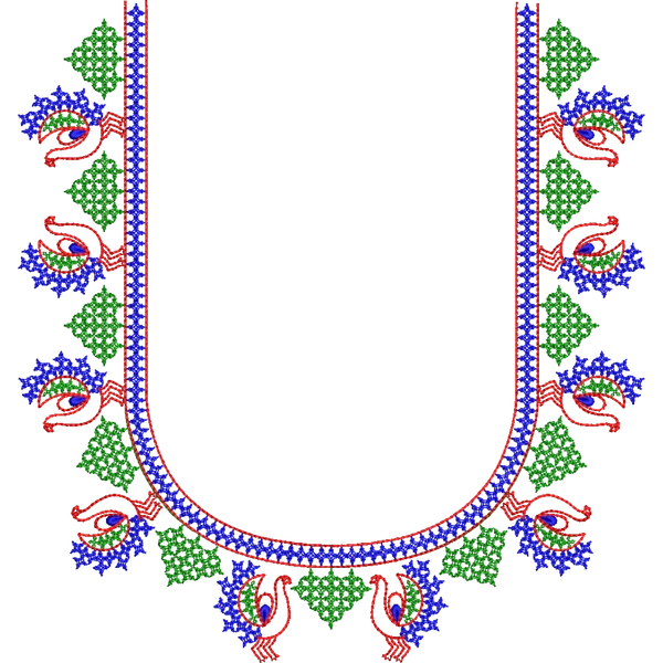 Blouse Design No : HSW-M-131 - Kutch Work, Simple Border, U Shape