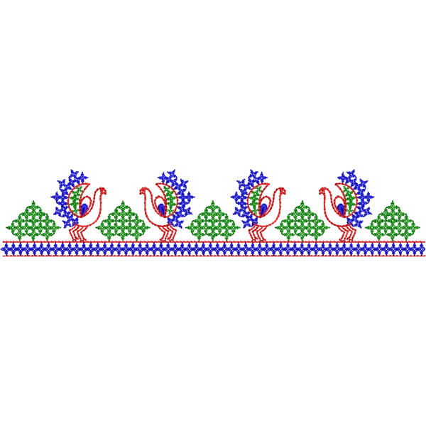 Blouse Design No : HSW-M-131 - Kutch Work, Simple Border, U Shape