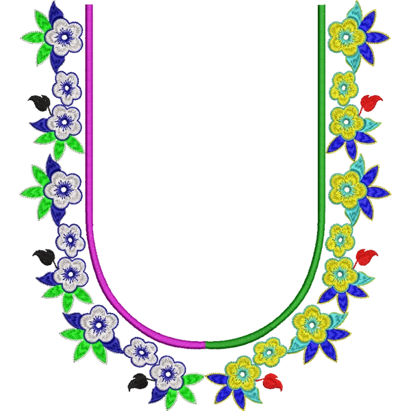 Blouse Design No : HSW-M-143-B - Simple Border, U Shape