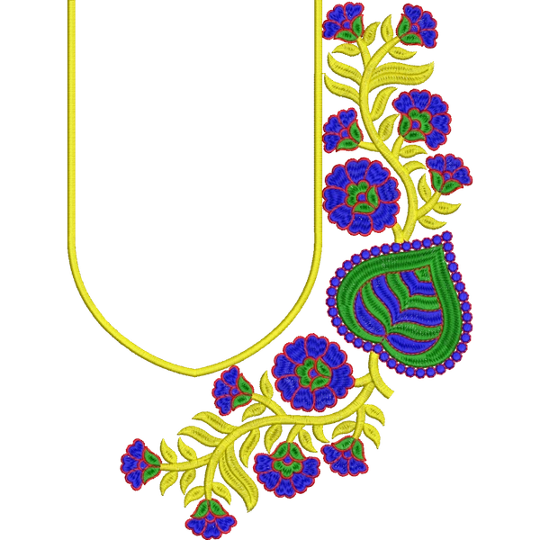Blouse Design No : HSW-M-150 - Simple Border, U Shape