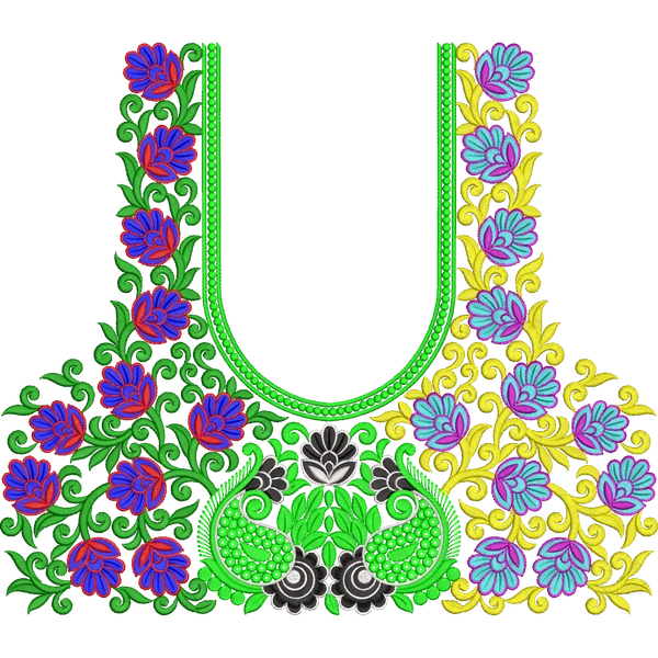 Blouse Design No : HSW-M-178-C - Simple Border, U Shape