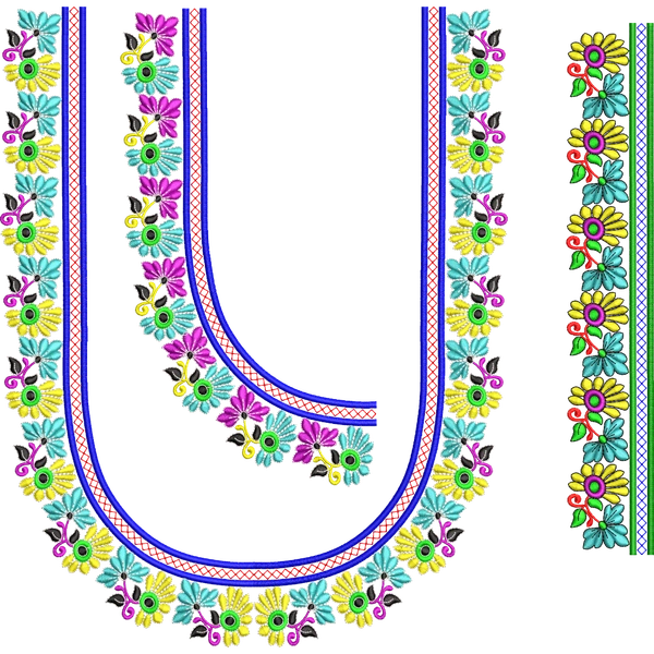 Blouse Design No MSM-003 - Simple Border, U Shape