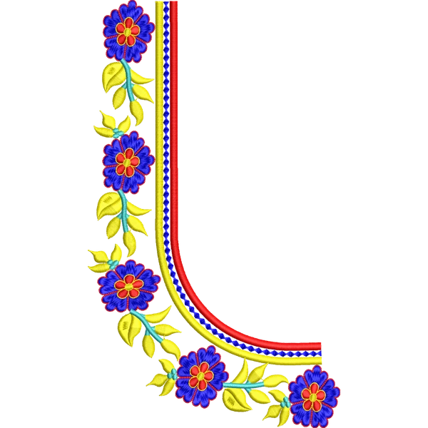 Blouse Design No :MSM - 512 , Flower,Leaf - U Shape, Simple Border