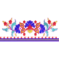 Blouse Design No :MSM - 513 ,Flower,Full Butta - Border With Butta, U Shape