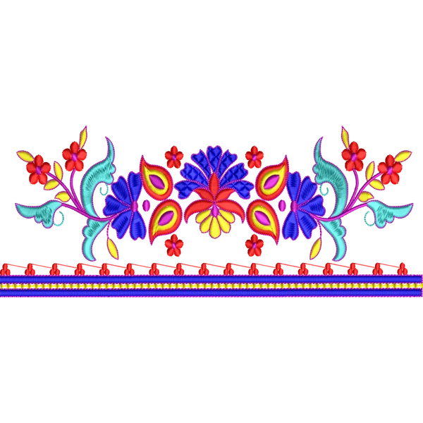 Blouse Design No :MSM - 513 ,Flower,Full Butta - Border With Butta, U Shape