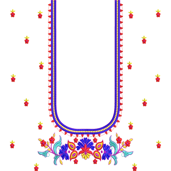 Blouse Design No :MSM - 513 ,Flower,Full Butta - Border With Butta, U Shape