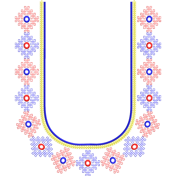 Blouse Design No :MSM - 514 - Kutch Work, Border With Butta, U Shape