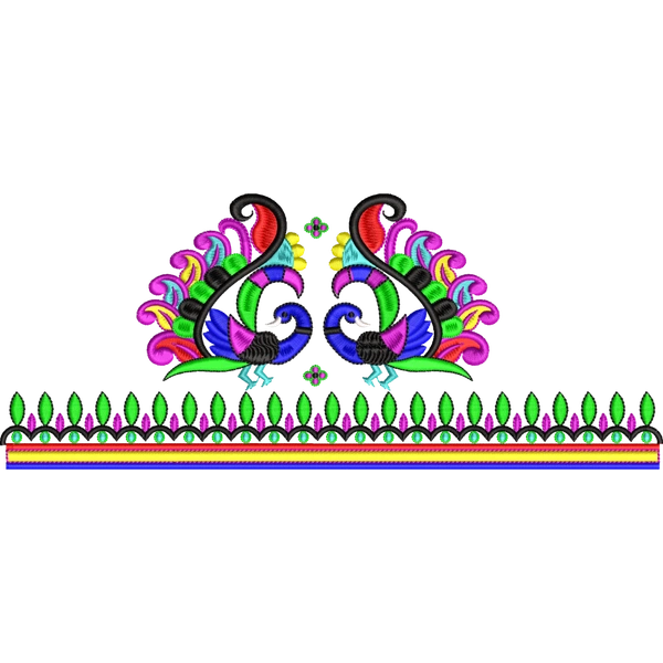 Blouse Design No :MSM - 517/1 , Lehenga Blouse - Border With Butta, U Shape