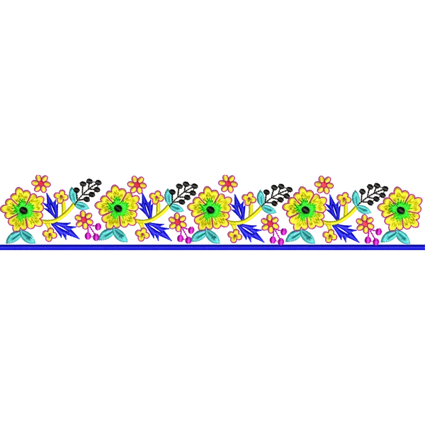 Blouse Design No :MSM - 521 , Flower,Leaf, Flower Bunch - Simple Border, U Shape