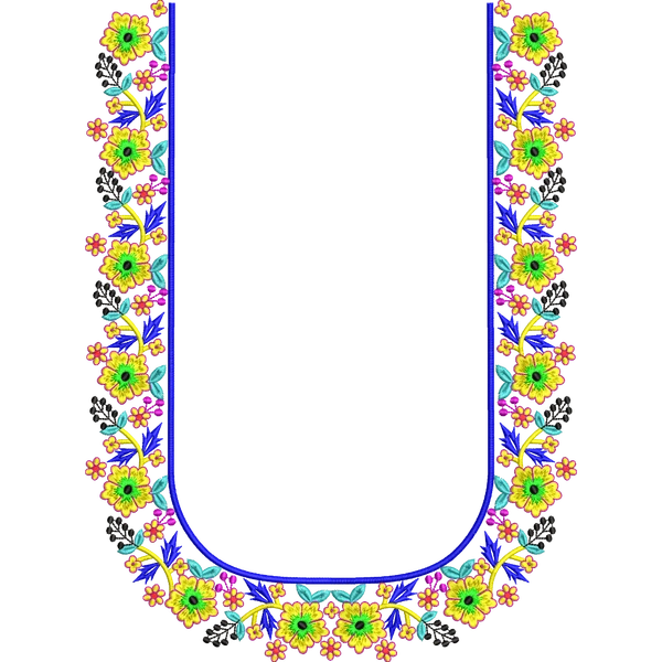 Blouse Design No :MSM - 521 , Flower,Leaf, Flower Bunch - Simple Border, U Shape