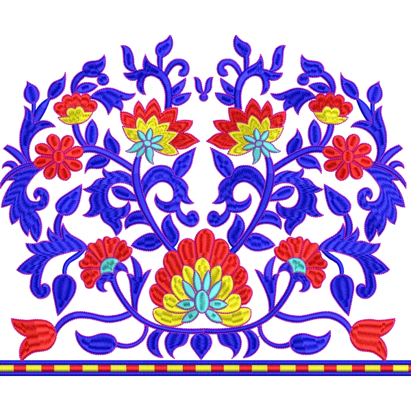 Blouse Design No :MSM - 523 , Flower, Leaf, Bridal Design,Flower Bunch - Full Sleeve, U Shape