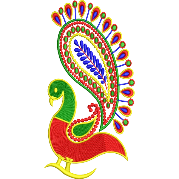 Blouse Design No :MSM - 531 , Mango Border, Peacock Butta - Butta, U Shape