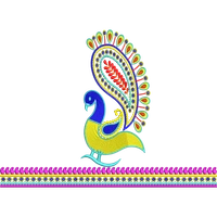 Blouse Design No :MSM - 531 , Mango Border, Peacock Butta - Border With Butta, U Shape