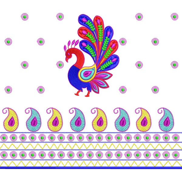 Blouse Design No :MSM - 540 , Mango Design, Peacock - Full Sleeve, U Shape