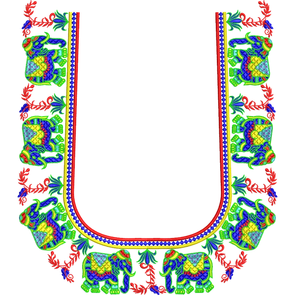 Blouse Design No :MSM - 541 , Elephant - Border With Butta, U Shape
