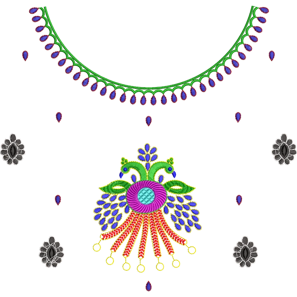 Blouse Design No :MSM - 553 , Peacock - Simple Border, Boat Neck