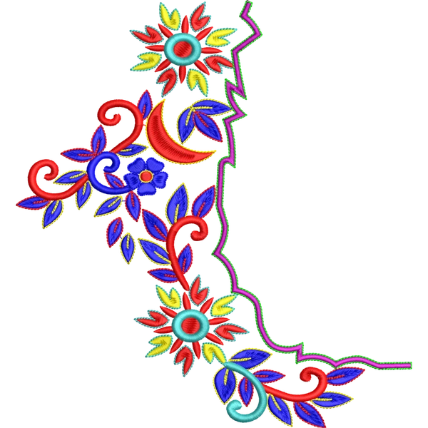 Blouse Design No :MSM - 567 , Flower Bunch - Full Sleeve, U Shape