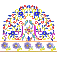 Blouse Design No :MSM - 567 , Flower Bunch - Full Sleeve, U Shape