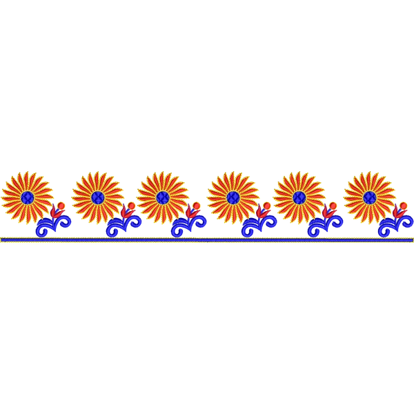 Blouse Design No :MSM - 567 , Flower Bunch - Simple Border, U Shape