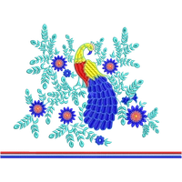 Blouse Design No :MSM - 571 , Peacock , Flower - Full Sleeve, U Shape