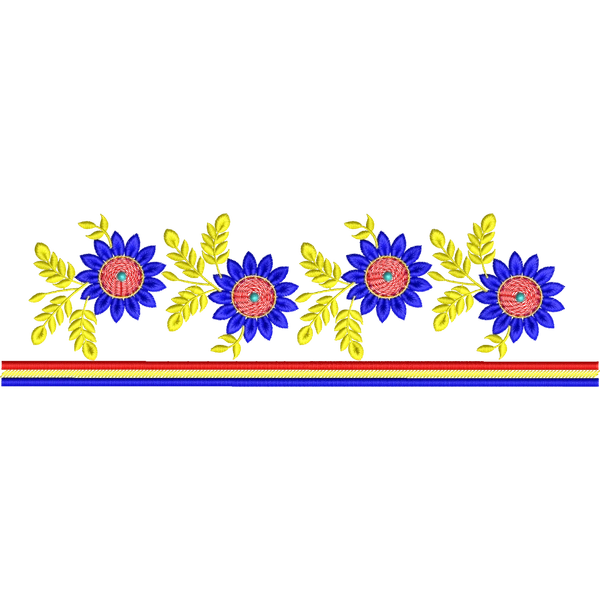 Blouse Design No :MSM - 571 , Peacock , Flower - Simple Border, U Shape
