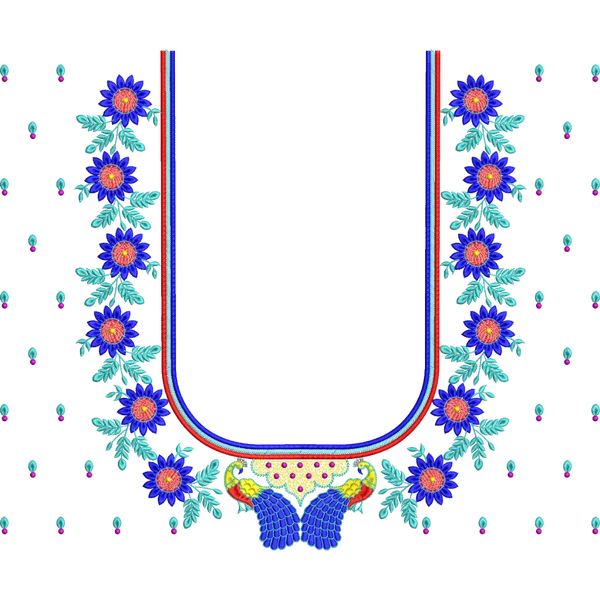 Blouse Design No :MSM - 571 , Peacock , Flower - Full Sleeve, U Shape