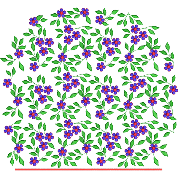 Blouse Design No :MSM - 575 , Flower Bunch , Leaf - Full Sleeve, U Shape