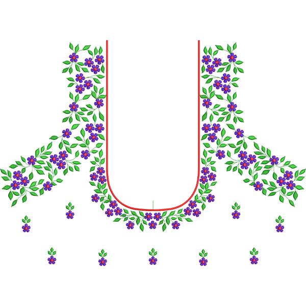 Blouse Design No :MSM - 575 , Flower Bunch , Leaf - Full Sleeve, U Shape