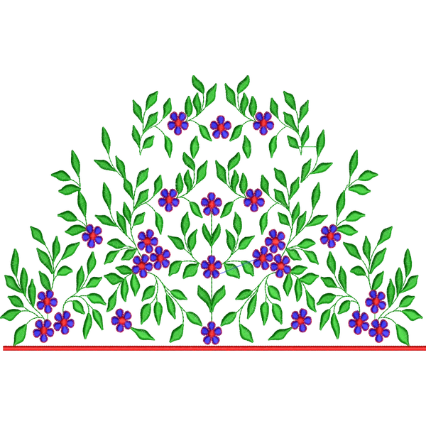 Blouse Design No :MSM - 576 , Flower Bunch , Leaf - Full Sleeve, U Shape