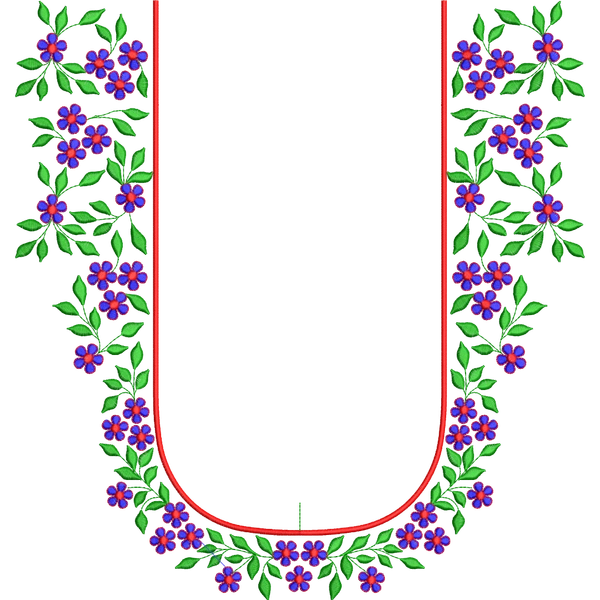 Blouse Design No :MSM - 576 , Flower Bunch , Leaf - Full Sleeve, U Shape