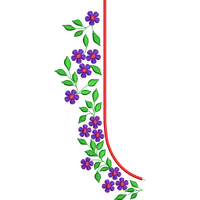 Blouse Design No :MSM - 576 , Flower Bunch , Leaf - Full Sleeve, U Shape