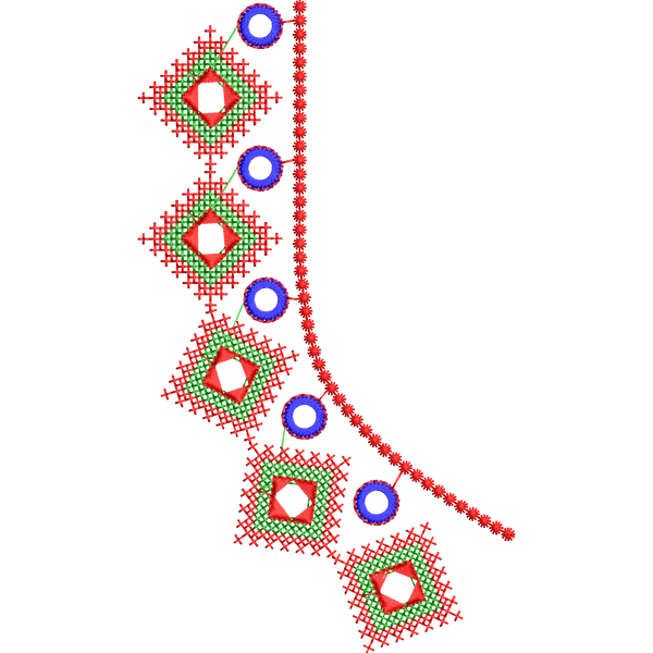 Blouse Design No :MSM - 589 - Kutch with Mirror, Simple Border, Sweat Heart