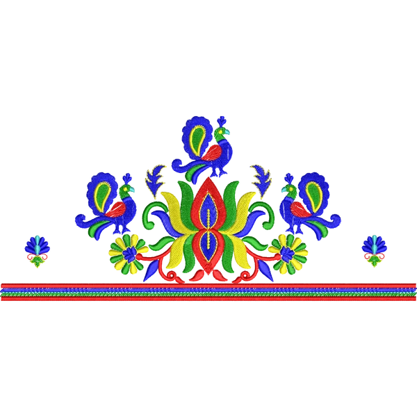 Blouse Design No :MSM - 601 - Border With Butta, U Shape