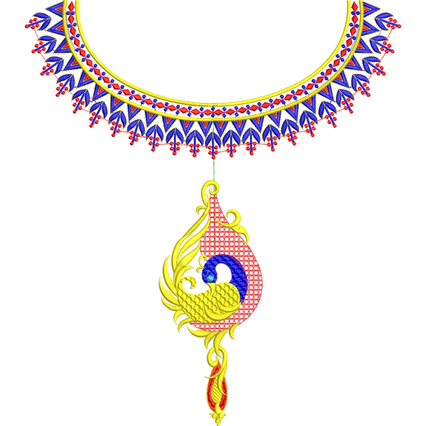 Blouse Design No :MSM - 607 , Peacock - Simple Border, Boat Neck