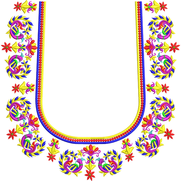 Blouse Design No :MSM - 633 - Simple Border, U Shape