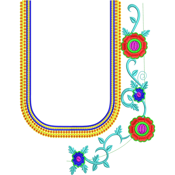 Blouse Design No :MSM - 634 - Simple Border, U Shape