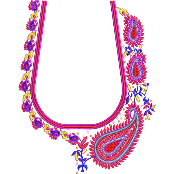 Blouse Design No :MSM - 643 - Border With Butta, U Shape