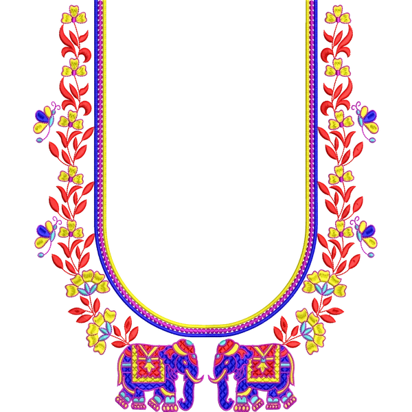 Blouse Design No :MSM - 657 - Border With Butta, U Shape